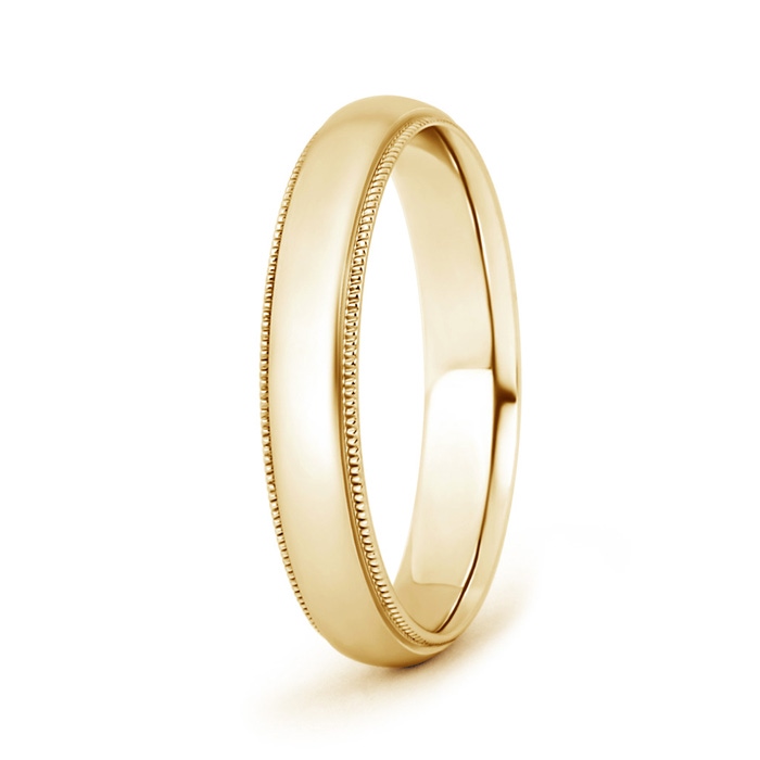 4 110 Low Dome Comfort Fit Milgrain Wedding Band for Him in Yellow Gold