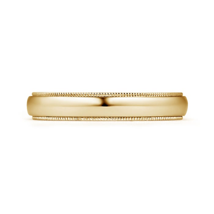 4 110 Low Dome Comfort Fit Milgrain Wedding Band for Him in Yellow Gold - side 1