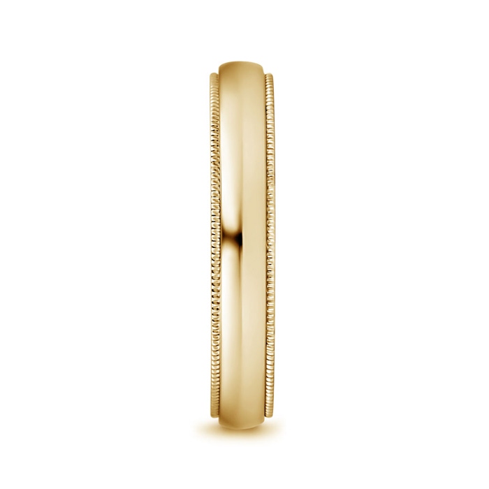 4 70 Low Dome Comfort Fit Milgrain Wedding Band for Him in Yellow Gold product image