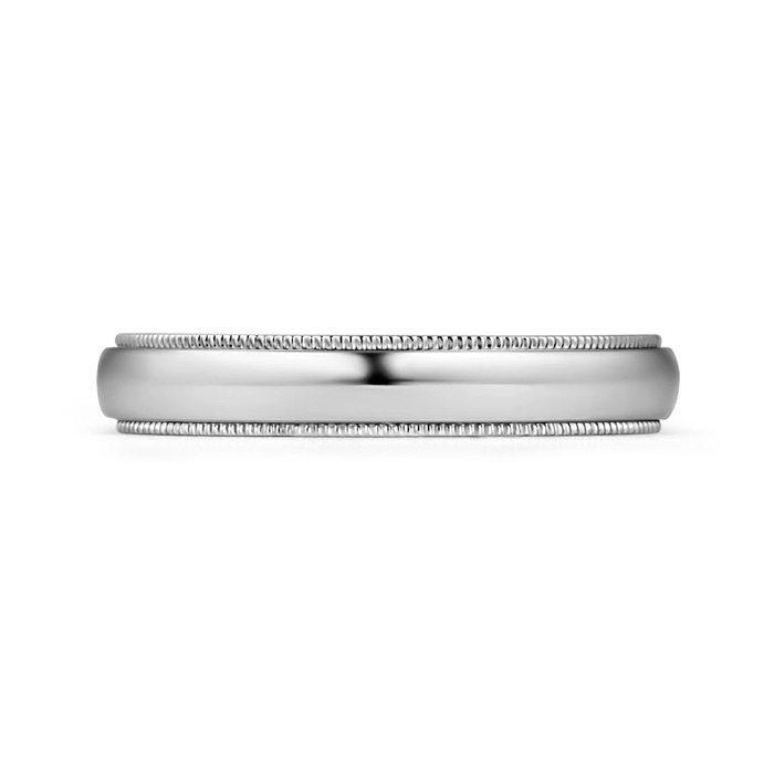 4 75 Low Dome Comfort Fit Milgrain Wedding Band for Him in White Gold product image