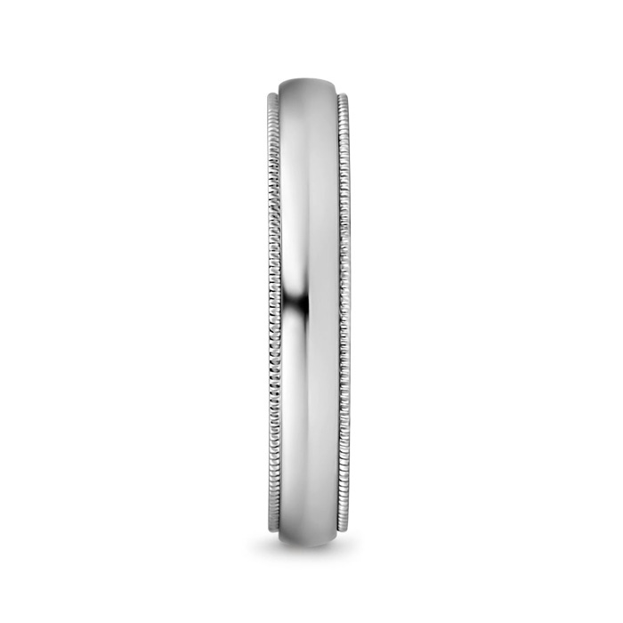 4 75 Low Dome Comfort Fit Milgrain Wedding Band for Him in White Gold product image