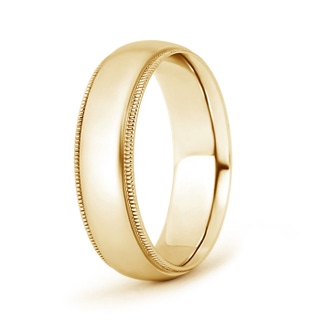 6 110 Low Dome Comfort Fit Milgrain Wedding Band for Him in Yellow Gold