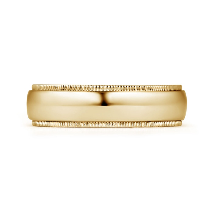 6 110 Low Dome Comfort Fit Milgrain Wedding Band for Him in Yellow Gold Product Image