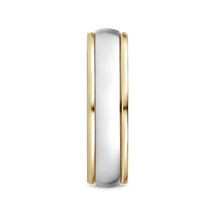 6 70 Low Dome Comfort Fit Two Tone Men's Wedding Band in Yellow Gold White Gold side 299