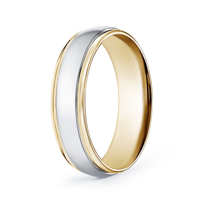 Low Dome Comfort Fit Two Tone Men's Wedding Band