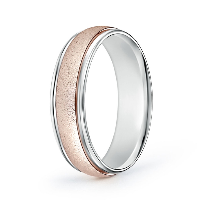 6 65 Contemporary Two Tone Wedding Band for Him in Yellow Gold White Gold