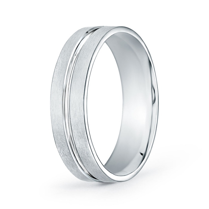 7 100 Satin Finish Convex Cut Wedding Band in White Gold