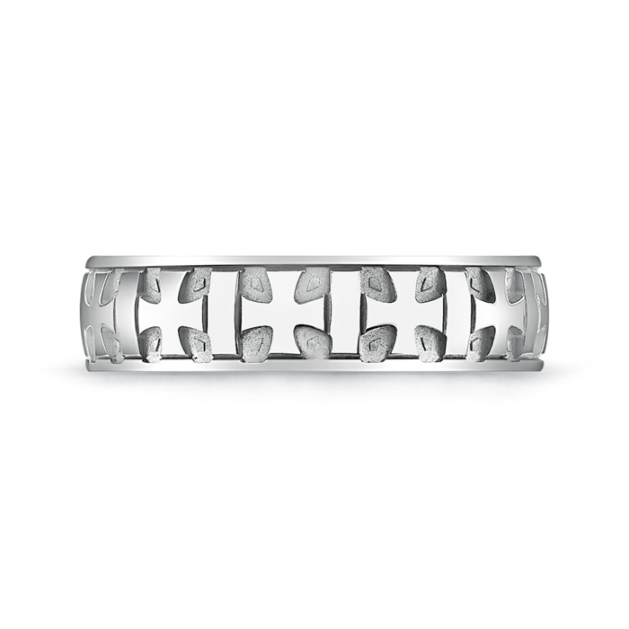 6 100 Comfort Fit Men's Cross Wedding Band in White Gold - side 199