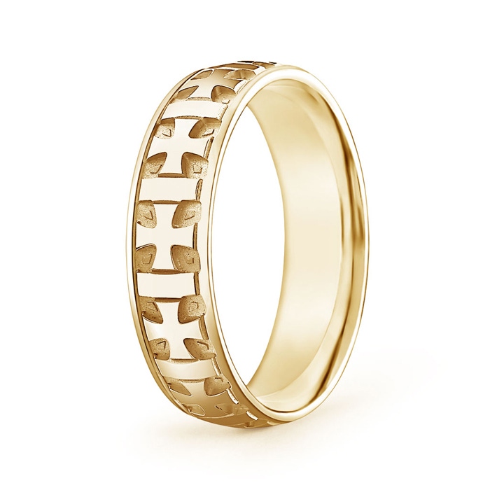 6 100 Comfort Fit Men's Cross Wedding Band  in Yellow Gold