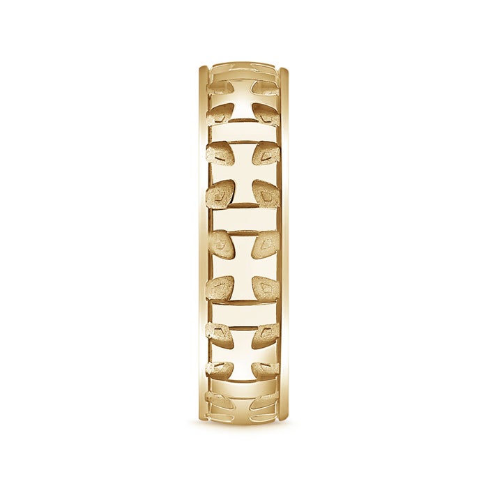 6 100 Comfort Fit Men's Cross Wedding Band in Yellow Gold - side 2