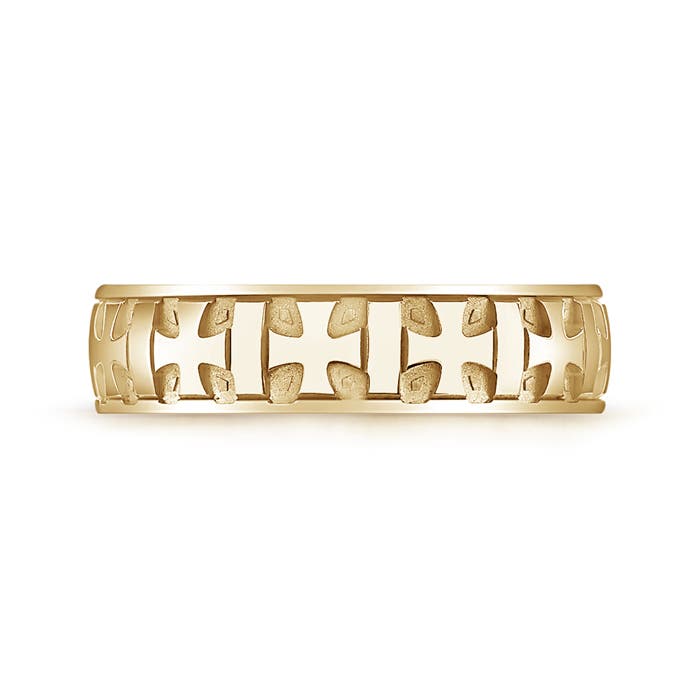6 110 Comfort Fit Men's Cross Wedding Band in Yellow Gold