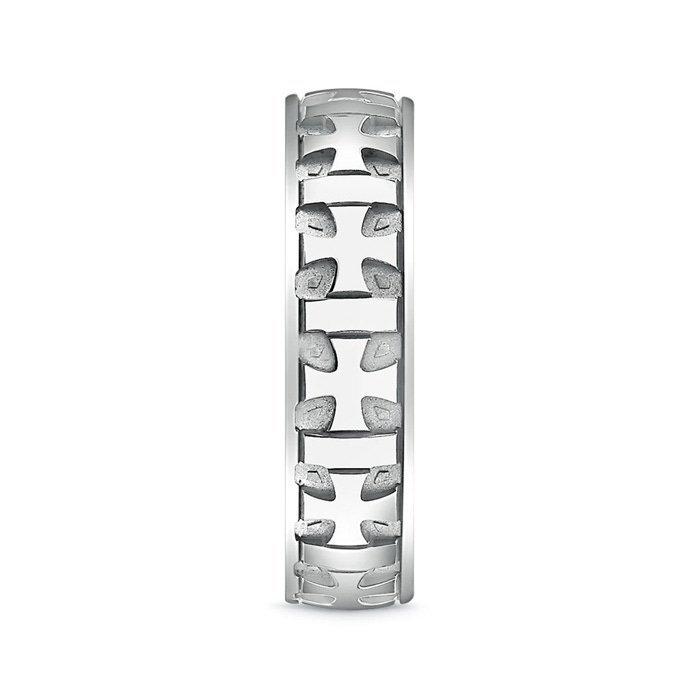 6 60 Comfort Fit Men's Cross Wedding Band in White Gold side 299