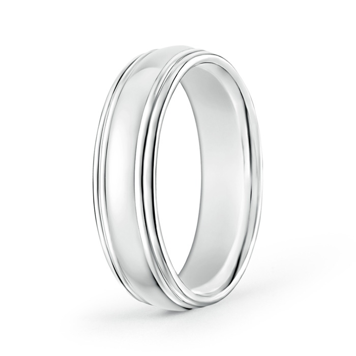 6 100 High Polished Double Round Edges Dome Wedding Band in White Gold