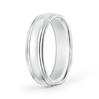 6 110 High Polished Double Round Edges Dome Wedding Band in 9K White Gold