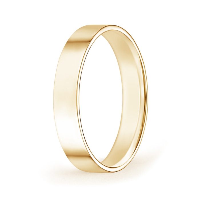 4 100 High Polished Flat Surface Classic Wedding Band in Yellow Gold