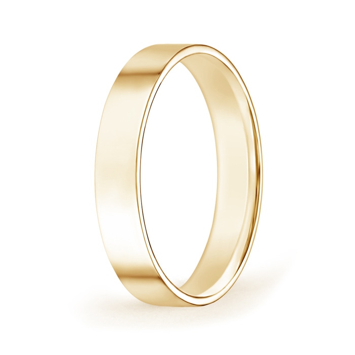 4 100 High Polished Flat Surface Classic Wedding Band in Yellow Gold 