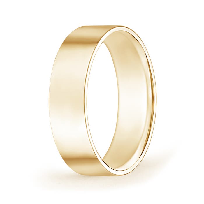 6 140 High Polished Flat Surface Classic Wedding Band in Yellow Gold