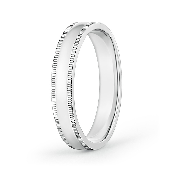 4 100 Classic Flat Surface Milgrain Wedding Band for Him in White Gold