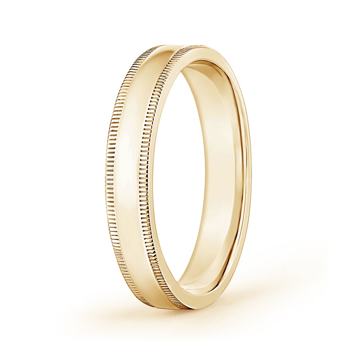 4 100 Classic Flat Surface Milgrain Wedding Band for Him in Yellow Gold