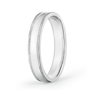 4 110 Classic Flat Surface Milgrain Wedding Band for Him in White Gold