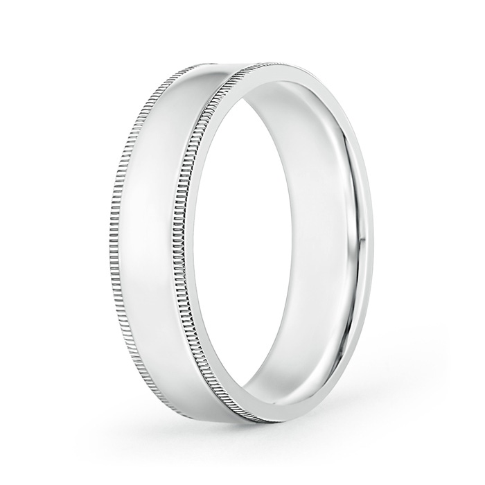 6 100 Classic Flat Surface Milgrain Wedding Band for Him in White Gold 