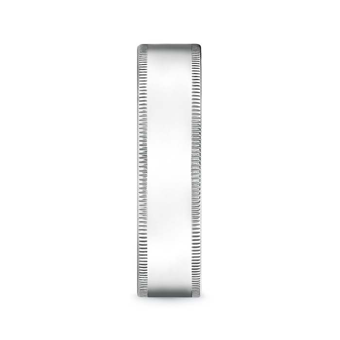 6 100 Classic Flat Surface Milgrain Wedding Band for Him in White Gold product image