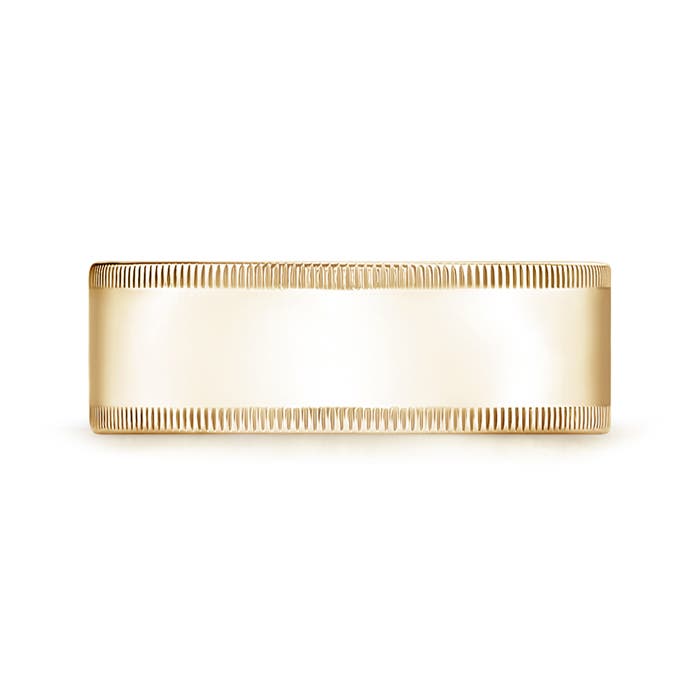 8 100 Classic Flat Surface Milgrain Wedding Band for Him in Yellow Gold