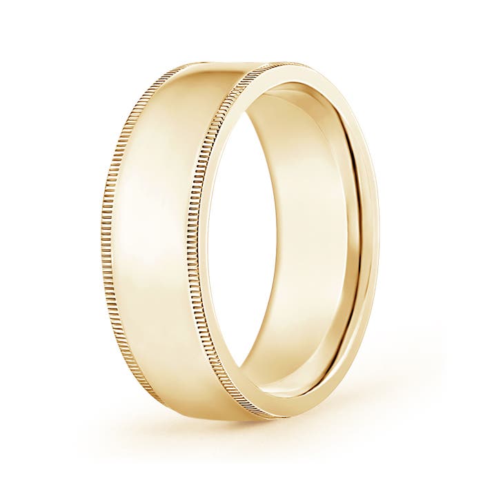 8 95 Classic Flat Surface Milgrain Wedding Band for Him in Yellow Gold