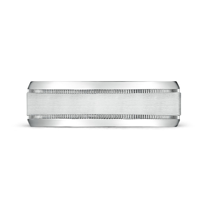 7 75 Comfort Fit Satin Finish Milgrain Wedding Band for Him in P950 Platinum - side 199