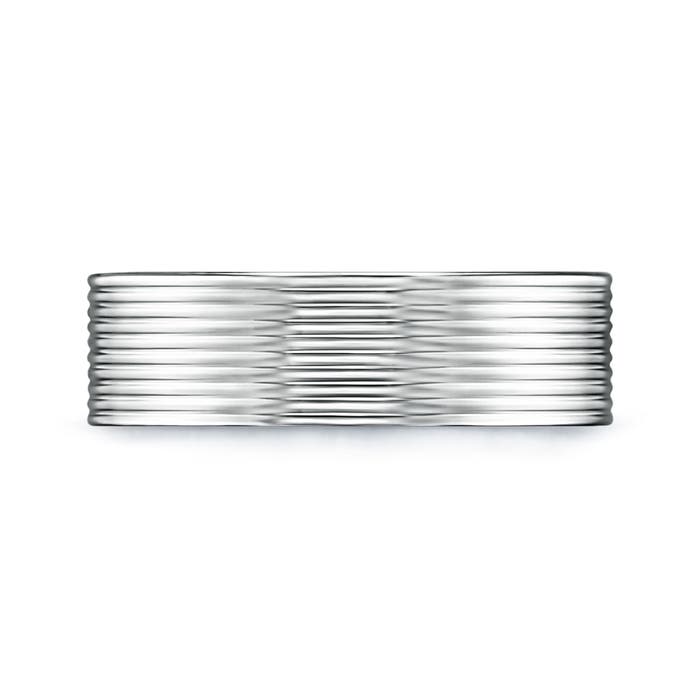 7 100 Threaded Pattern Satin Finish Comfort Fit Wedding Band in White Gold