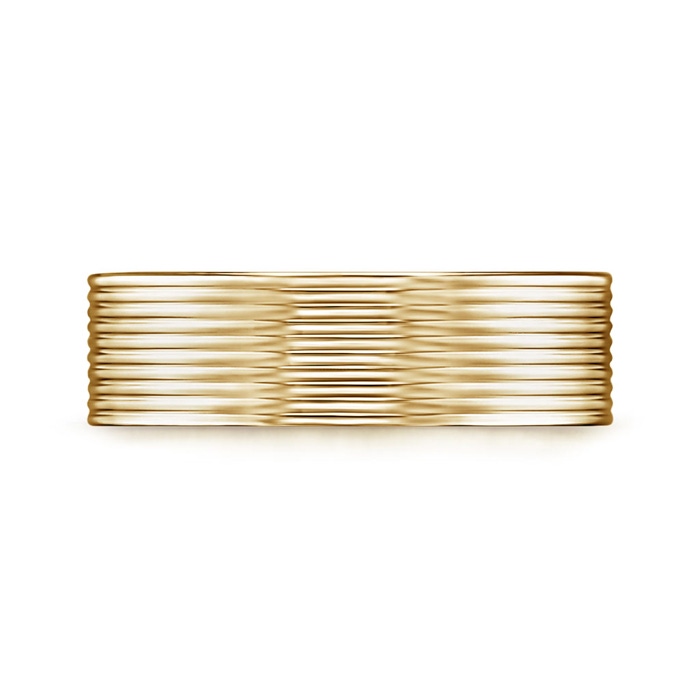 7 100 Threaded Pattern Satin Finish Comfort Fit Wedding Band in Yellow Gold - side 199
