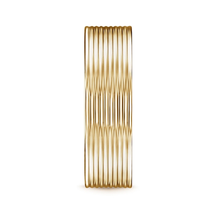 7 100 Threaded Pattern Satin Finish Comfort Fit Wedding Band in Yellow Gold side 299