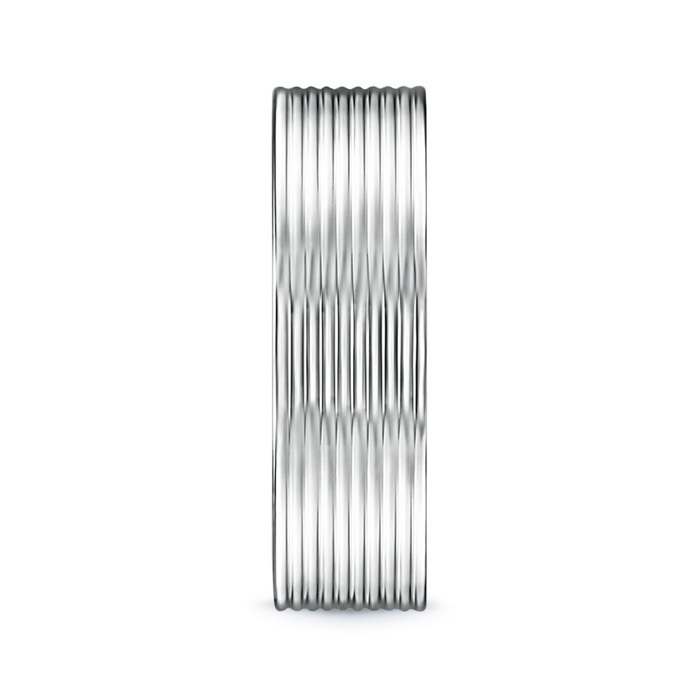 7 75 Threaded Pattern Satin Finish Comfort Fit Wedding Band in White Gold side 299