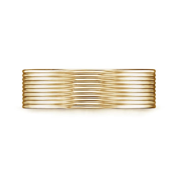 7 85 Threaded Pattern Satin Finish Comfort Fit Wedding Band in Yellow Gold