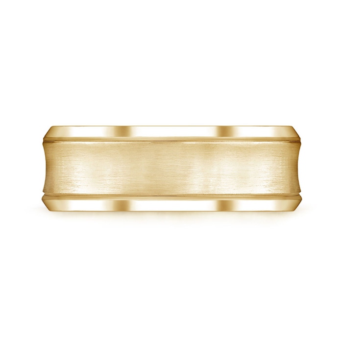 7 100 Brushed Finish Concave Wedding Band With Beveled Edges in Yellow Gold side 199