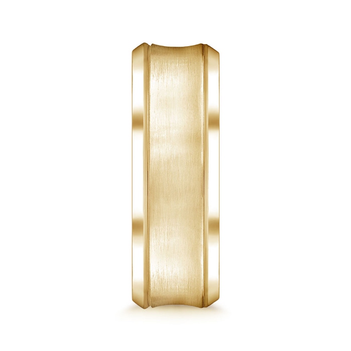 7 100 Brushed Finish Concave Wedding Band With Beveled Edges in Yellow Gold side 299