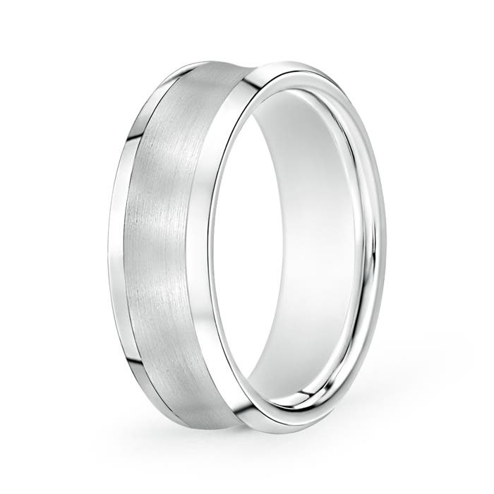 7 130 Brushed Finish Concave Wedding Band With Beveled Edges in P950 Platinum