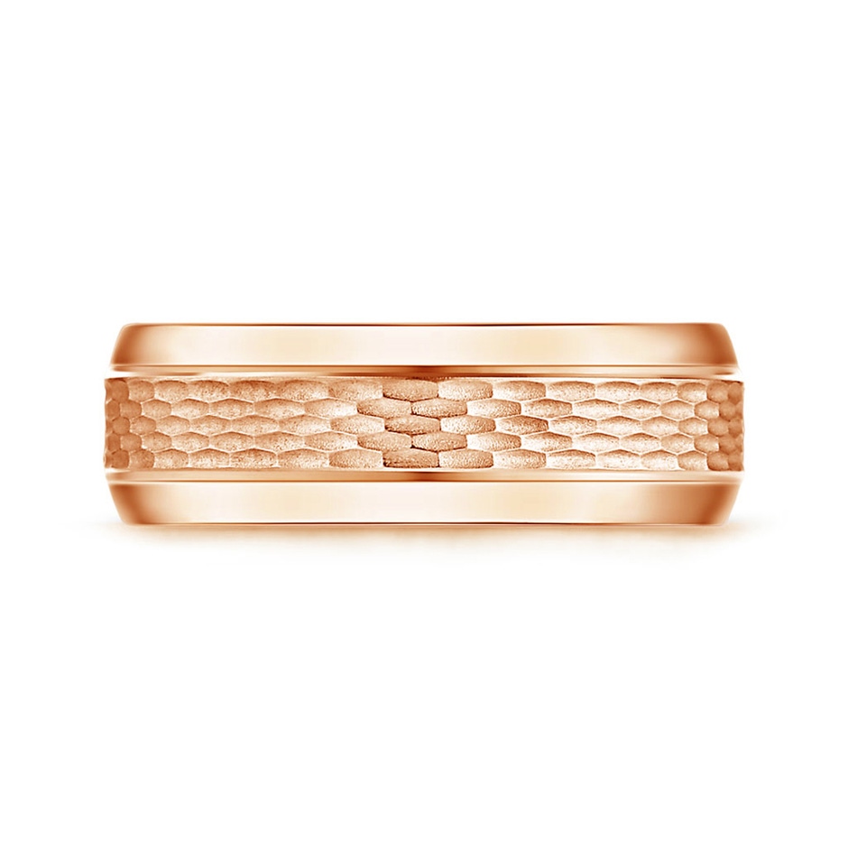 7 100 Beveled Edges Comfort Fit Textured Wedding Band for Him in Rose Gold product image