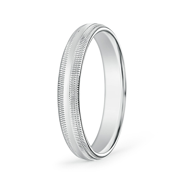 4 100 High Polished Mid Dome Wedding Band With Double Milgrain Edges in P950 Platinum