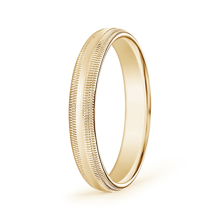 4 40 High Polished Mid Dome Wedding Band With Double Milgrain Edges in Yellow Gold