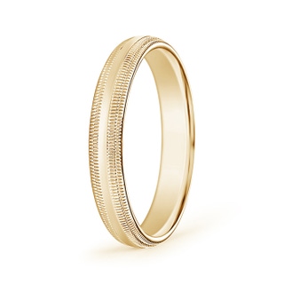 4 70 High Polished Mid Dome Wedding Band With Double Milgrain Edges in Yellow Gold