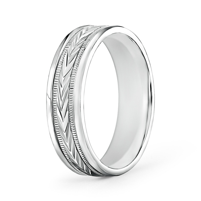 6 100 Comfort Fit Arrow Pattern Men's Milgrain Wedding Band in P950 Platinum