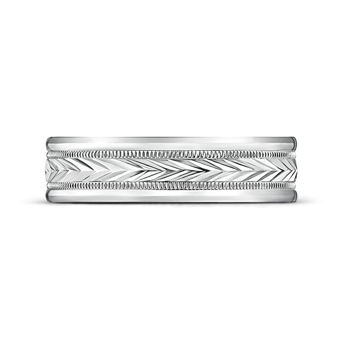 6 100 Comfort Fit Arrow Pattern Men's Milgrain Wedding Band in P950 Platinum