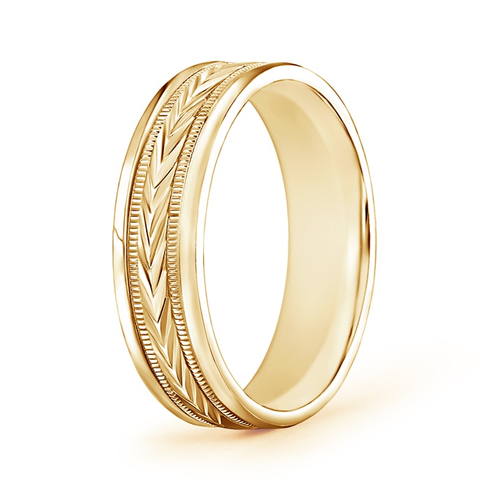 6 80 Comfort Fit Arrow Pattern Men's Milgrain Wedding Band in 10K Yellow Gold 