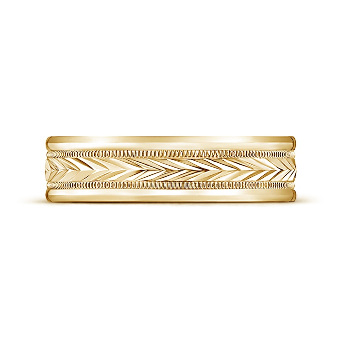 6 80 Comfort Fit Arrow Pattern Men's Milgrain Wedding Band in 10K Yellow Gold side 199