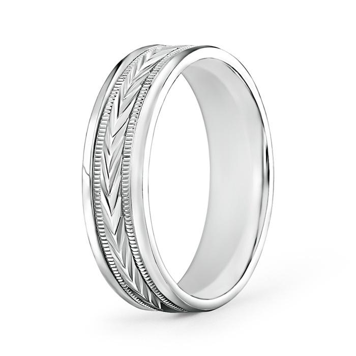 Heavy Sterling Silver 8mm Mens Wedding Band Arrow Patterned Ring