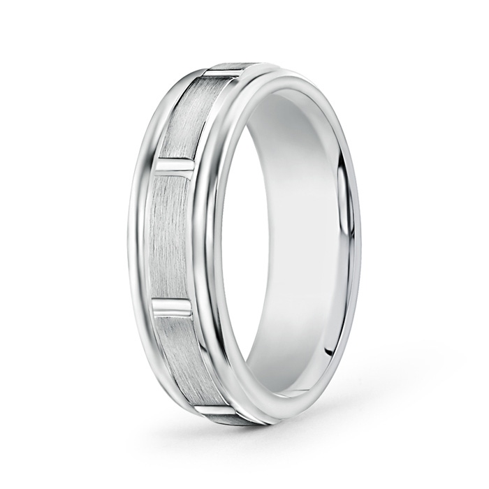 6 100 Satin Finish Column Groove Wedding Band for Him in P950 Platinum 