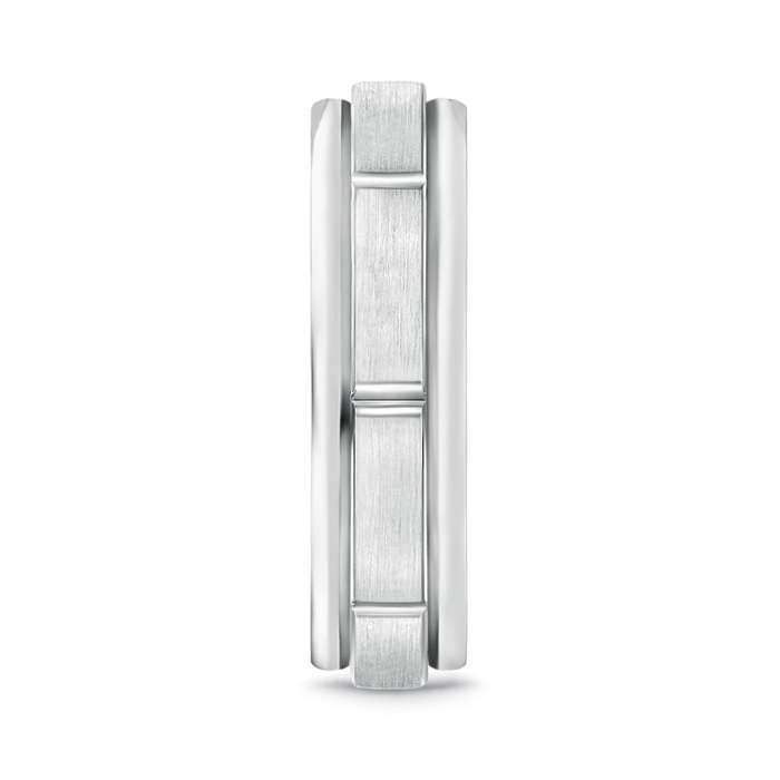 6 105 Satin Finish Column Groove Wedding Band for Him in White Gold side 299