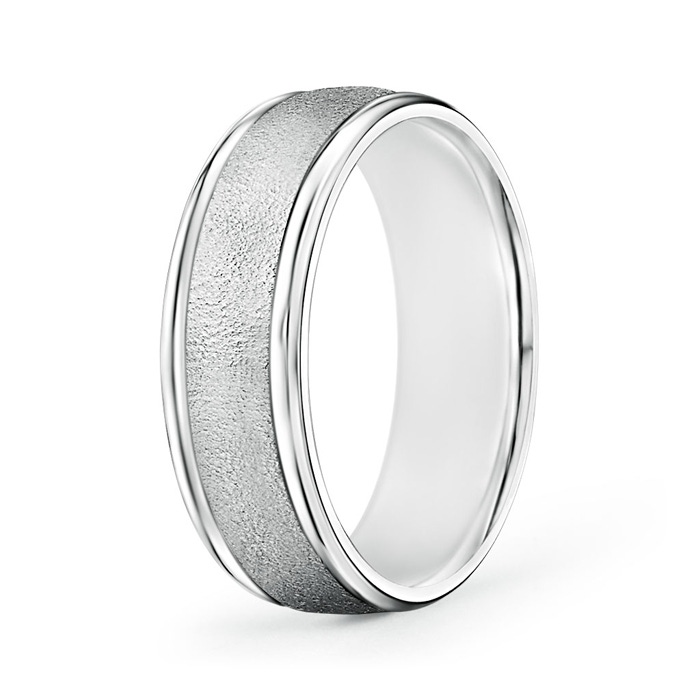 7 100 Polished Edges Wired Finish Comfort Fit Wedding Band in P950 Platinum