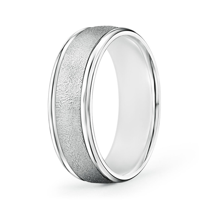 7 100 Polished Edges Wired Finish Comfort Fit Wedding Band in White Gold 